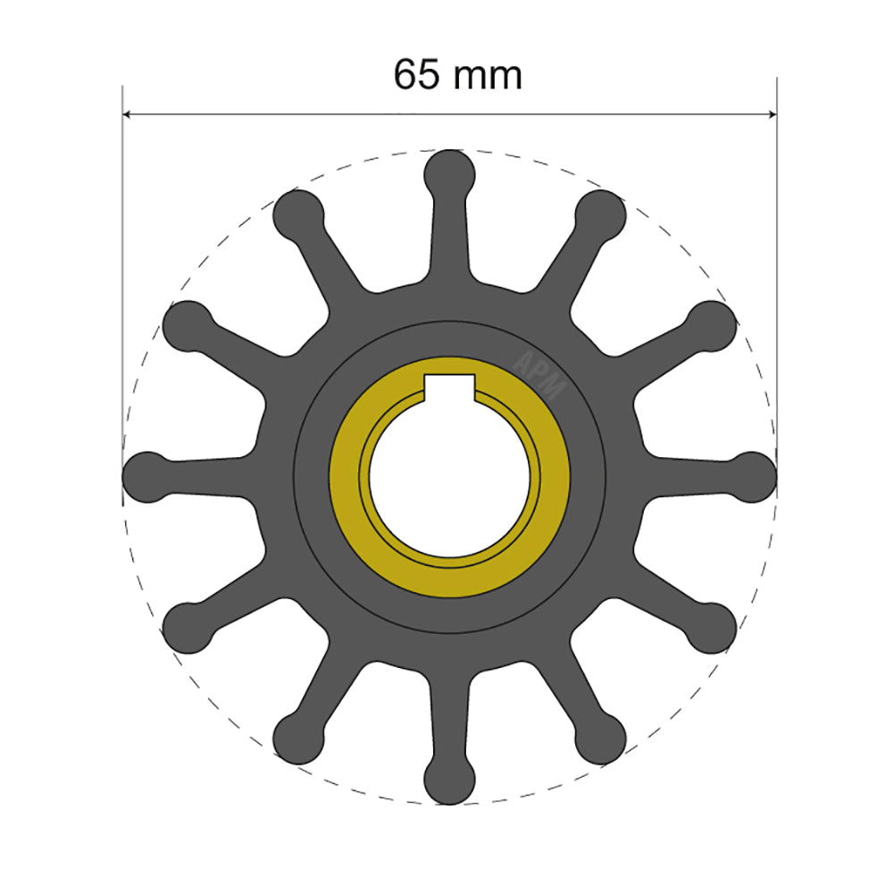 Albin Group Premium Impeller Kit 65 x 15.8 x 41.5mm - 12 Blade - Key Insert [06-01-018] - Premium Impellers from Albin Group - Just $24.99! 