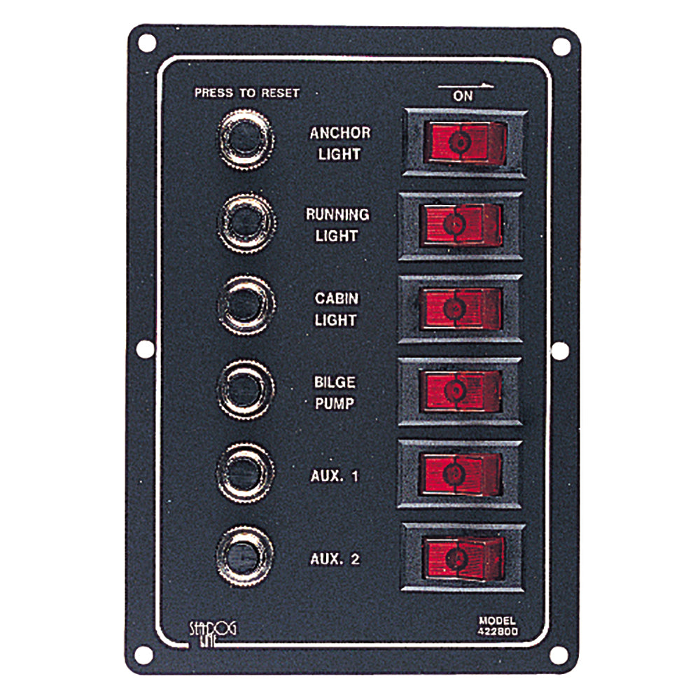 Sea-Dog Aluminum Circuit Breaker Panel - 6 Circuit [422800-1] - Premium Electrical Panels from Sea-Dog - Just $58.99! 