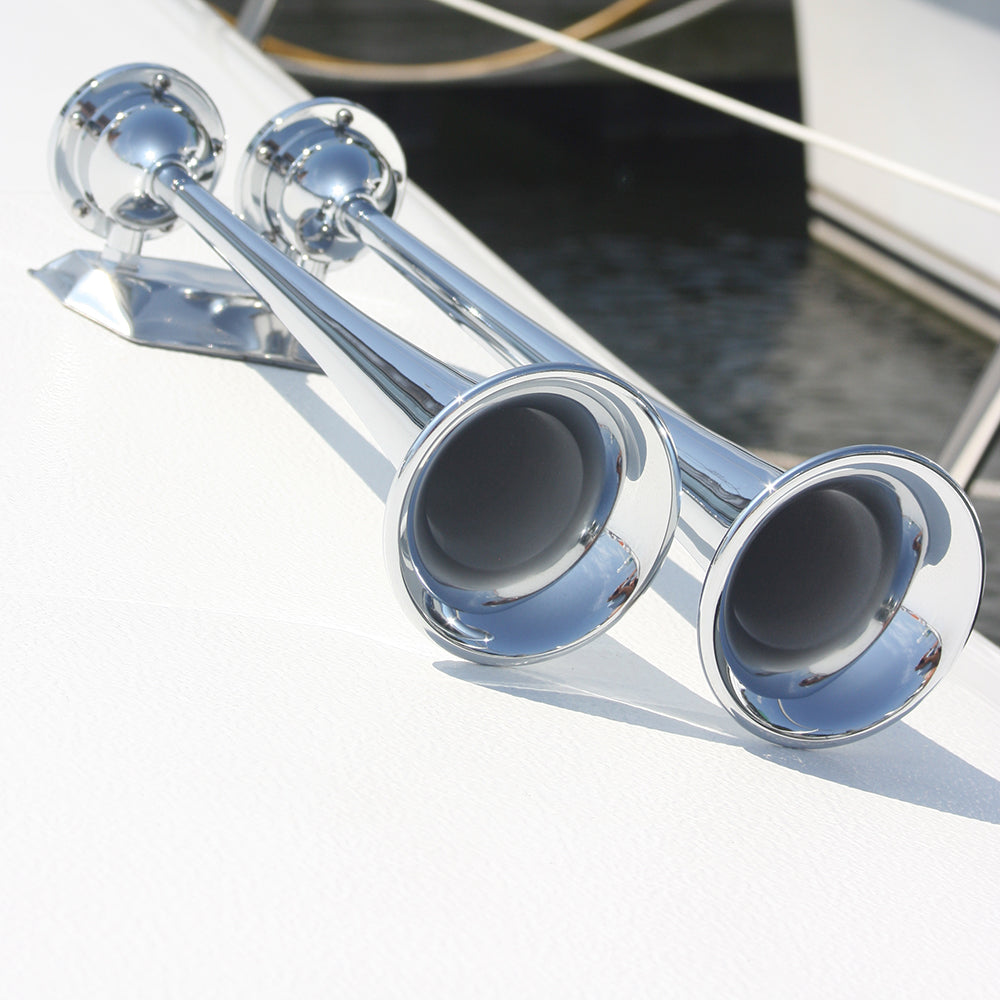 Marinco 12V Chrome Plated Dual Trumpet Air Horn [10106] - Premium Horns from Marinco - Just $273.99! 