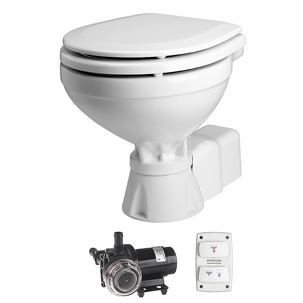 Johnson Pump AquaT Toilet Silent Electric Compact - 12V w/Pump [80-47231-01] - Premium Marine Sanitation from Johnson Pump - Just $365.99! 