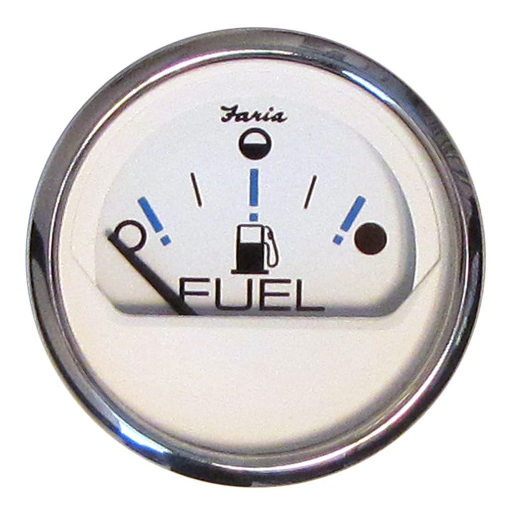 Faria Chesapeake White SS 2" Fuel Level Gauge - Metric (E-1/2-F) [13818] - Premium Gauges from Faria Beede Instruments - Just $37.99! 