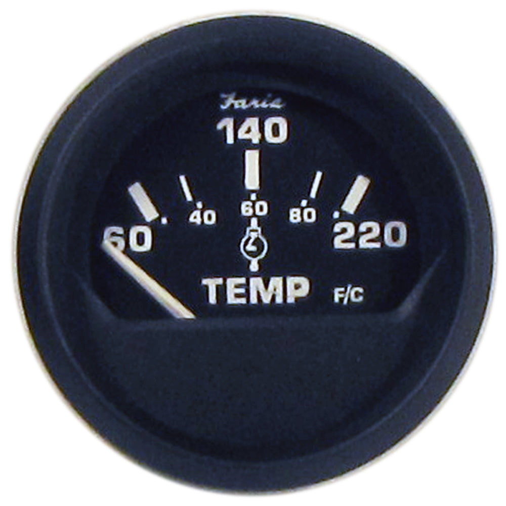 Faria Euro Black 2" Cylinder Head Temperature Gauge (60 to 220 F) with Sender [12819] - Premium Gauges from Faria Beede Instruments - Just $41.99! 