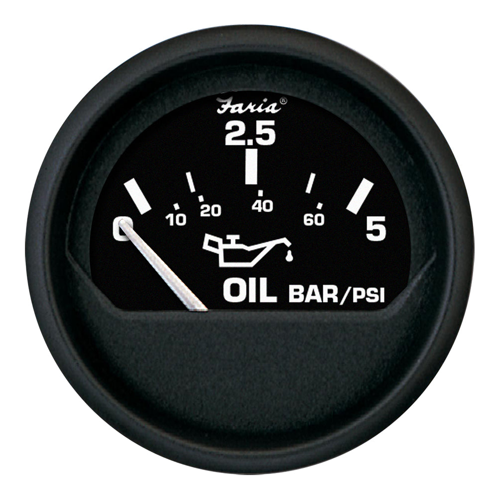 Faria Euro Black 2" Oil Pressure Gauge - Metric (5 Bar) [12805] - Premium Gauges from Faria Beede Instruments - Just $19.99! 