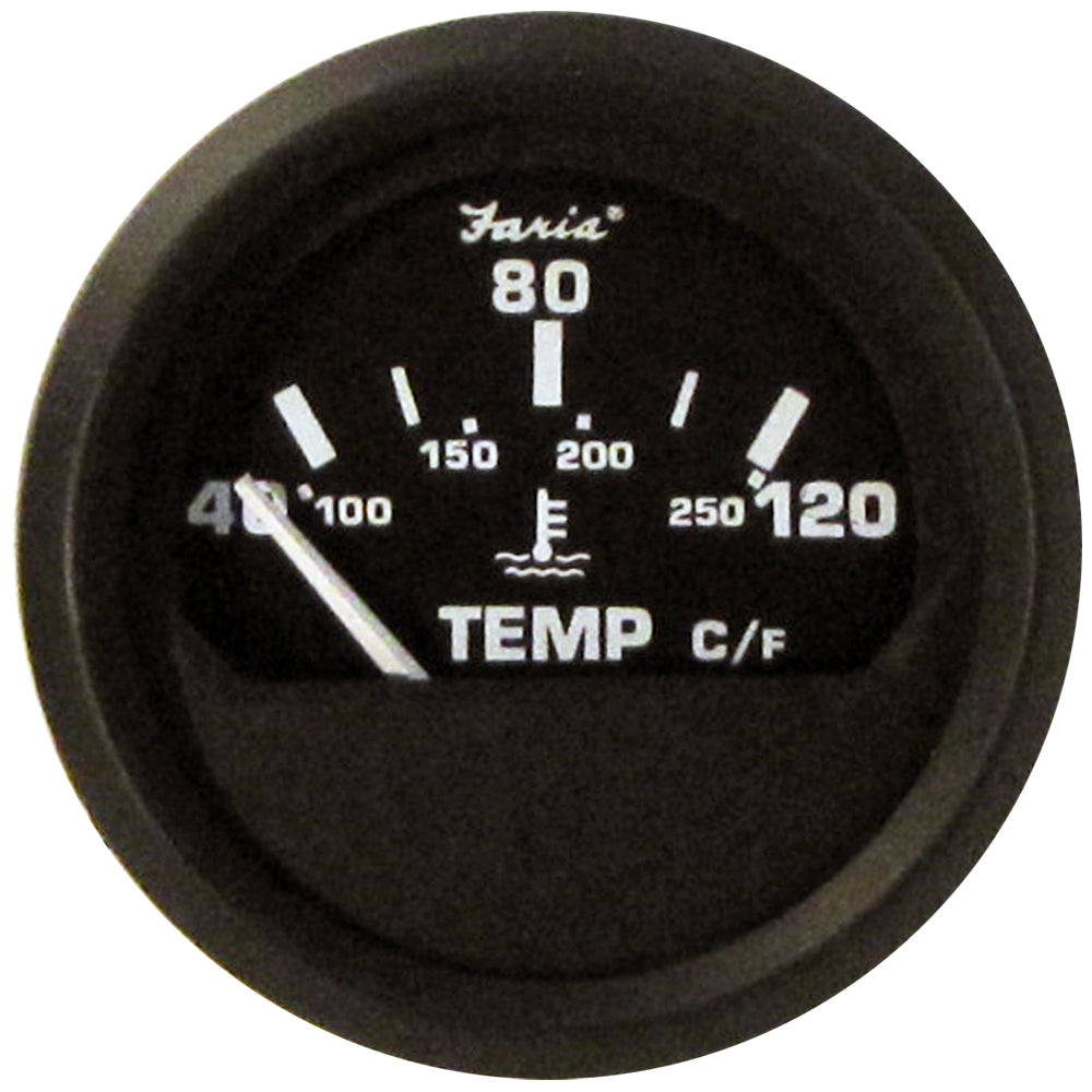 Faria Euro Black 2" Water Temperature Gauge - Metric (40 to 120 C) [12814] - Premium Gauges from Faria Beede Instruments - Just $27.99! 