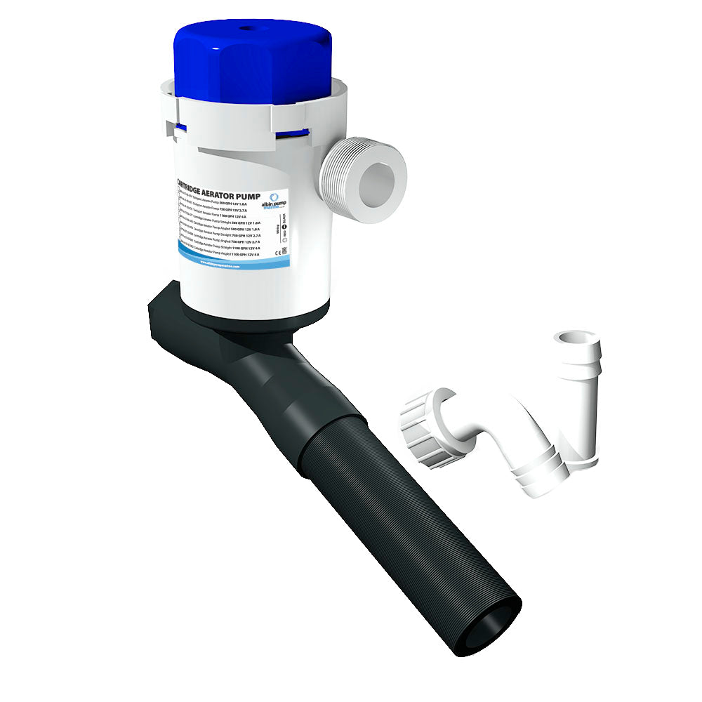 Albin Group Cartridge Aerator Pump - 500 GPS - 12V - Angled [01-05-078] - Premium Livewell Pumps from Albin Group - Just $17.99! 