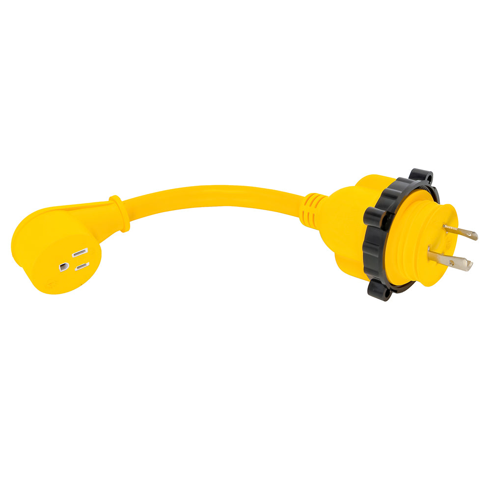 Camco 30AM/15AF Power Grip Marine 12" Dogbone - M-Locking/90F Adapter [55616] - Premium Shore Power from Camco - Just $49.99! 