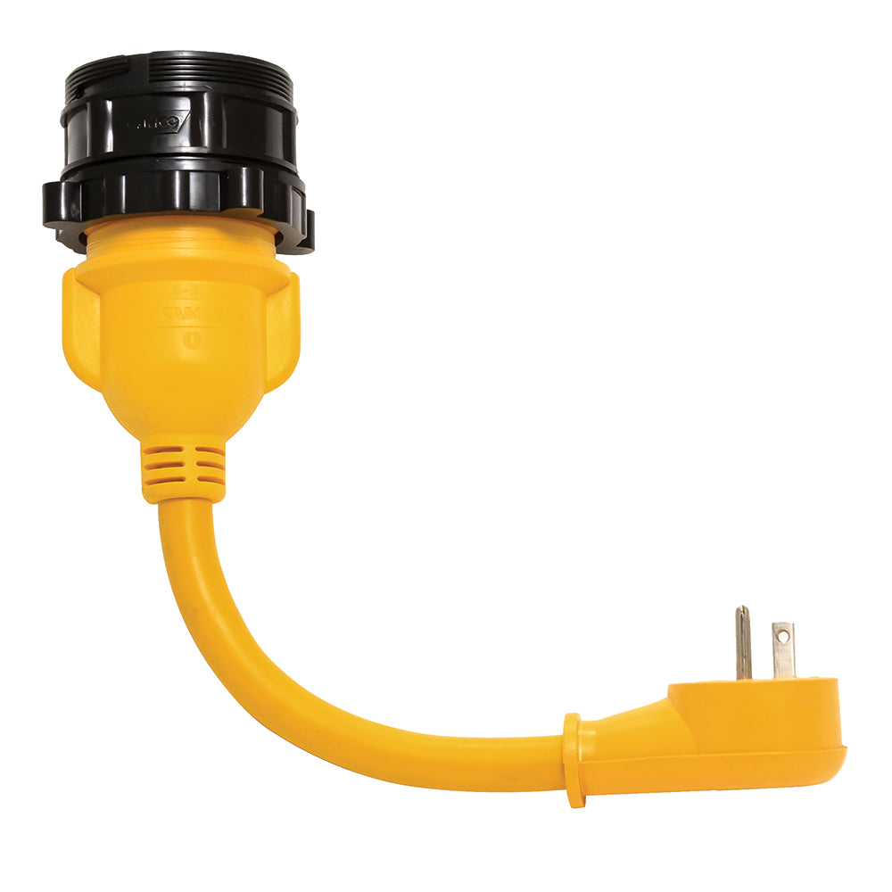 Camco PowerGrip Locking Adapter - 15A/125V Male to 30A/125V Female Locking [55635] - Premium Shore Power from Camco - Just $55.99! 