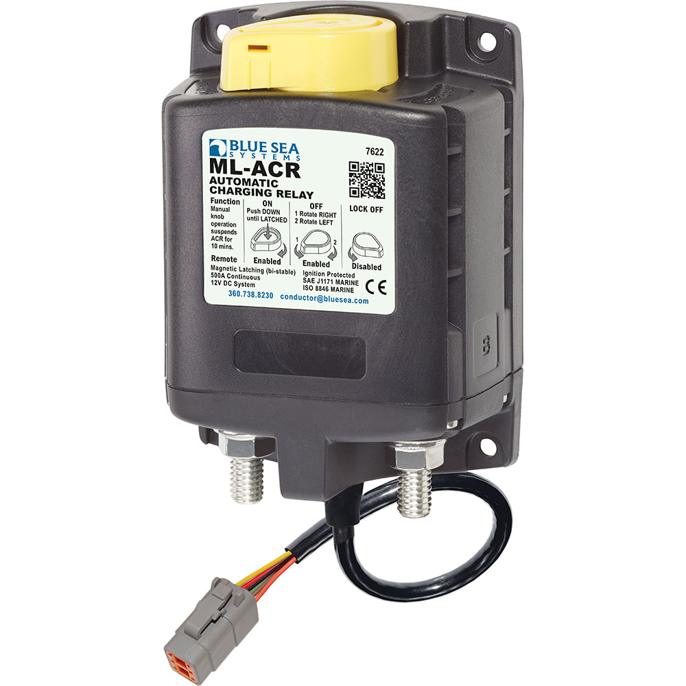 Blue Sea 7622100 ML ACR Charging Relay 12V 500A w/Manual Control  Deutsch Connector [7622100] - Premium Battery Management from Blue Sea Systems - Just $239.99! 