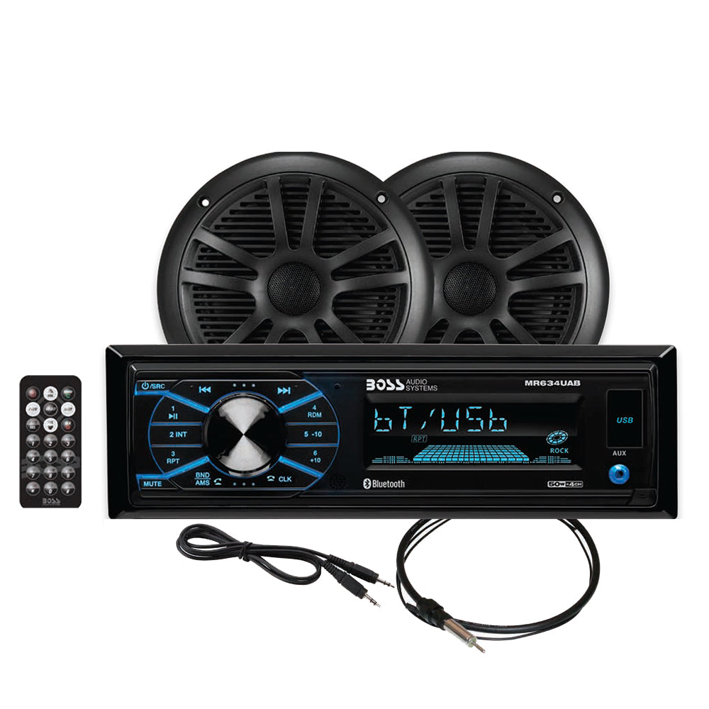 Boss Audio MCBK634B.6 Marine Stereo  6.5" Speaker Kit - Black [MCBK634B.6] - Premium Stereos from Boss Audio - Just $83.99! 