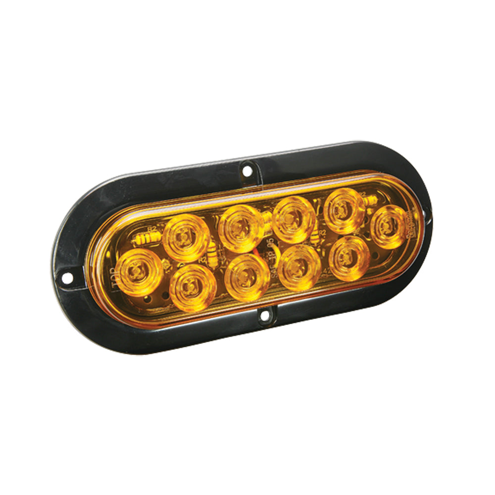 Wesbar LED Waterproof 6" Oval Surface Flange Mount Tail Light - Amber w/Black Flange Base [40-767758] - Premium Lights & Wiring from Wesbar - Just $10.99! 