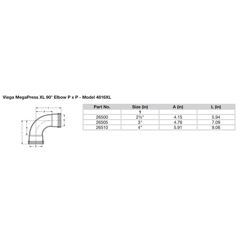 Viega MegaPress 2-1/2" 90 Carbon Steel Elbow w/FKM - Double Press Connection - Smart Connect Technology [26500] - Premium Fittings from Viega - Just $212.99! 