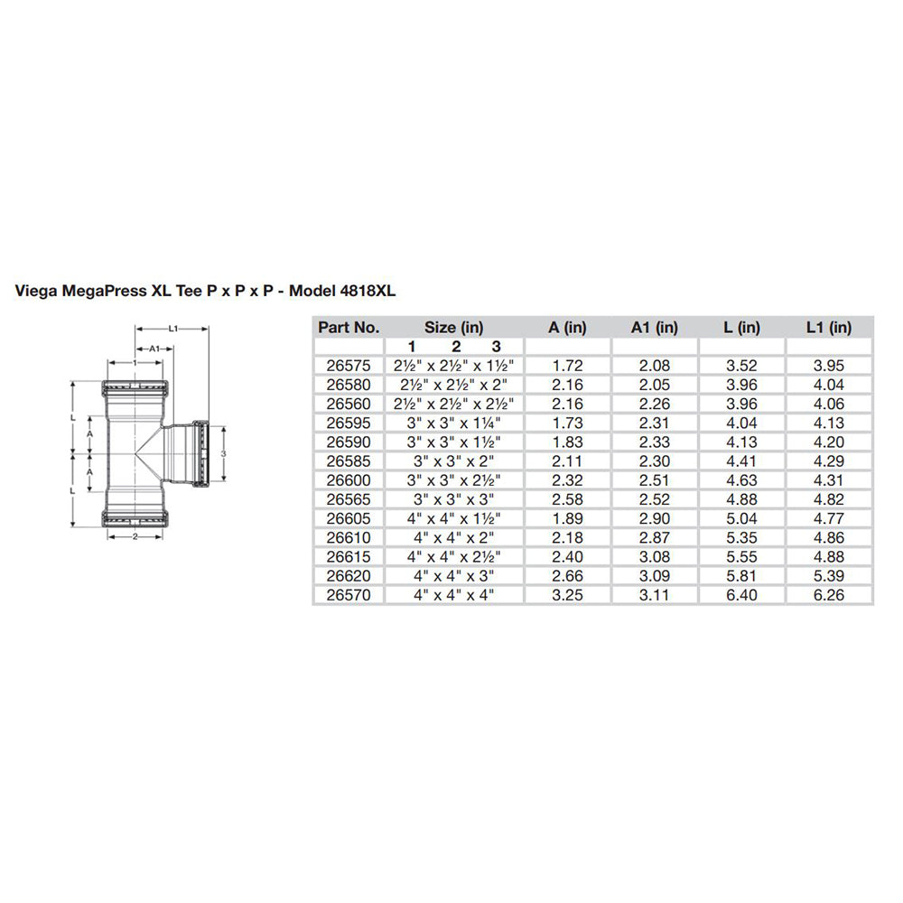 Viega MegaPress 2-1/2" Carbon Steel Tee w/FKM - Triple Press Connection - Smart Connect Technology [26560] - Premium Fittings from Viega - Just $240.99! 