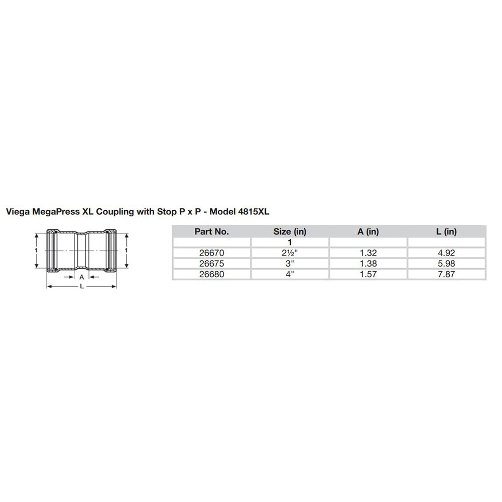 Viega MegaPress 2-1/2" Carbon Steel Coupling w/Stop w/FMK Double Press Connection - Smart Connect Technology [26670] - Premium Fittings from Viega - Just $122.99! 