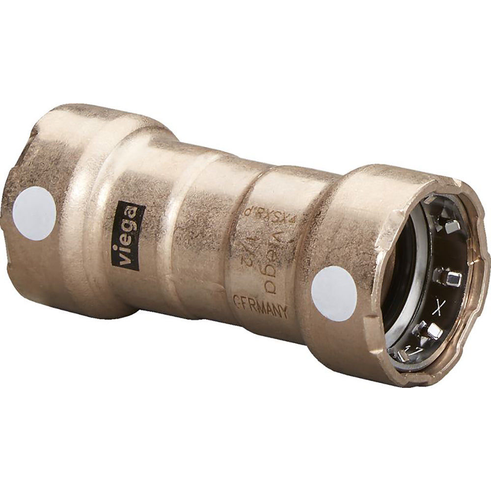 Viega MegaPress 3/4" Copper Nickel Coupling w/Stop Double Press Connection - Smart Connect Technology [88385] - Premium Fittings from Viega - Just $10.99! 