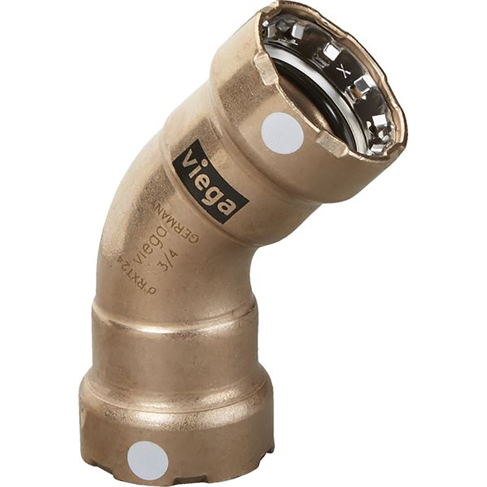 Viega MegaPress 1" 45 Copper Nickel Elbow - Double Press Connection - Smart Connect Technology [88100] - Premium Fittings from Viega - Just $44.99! 