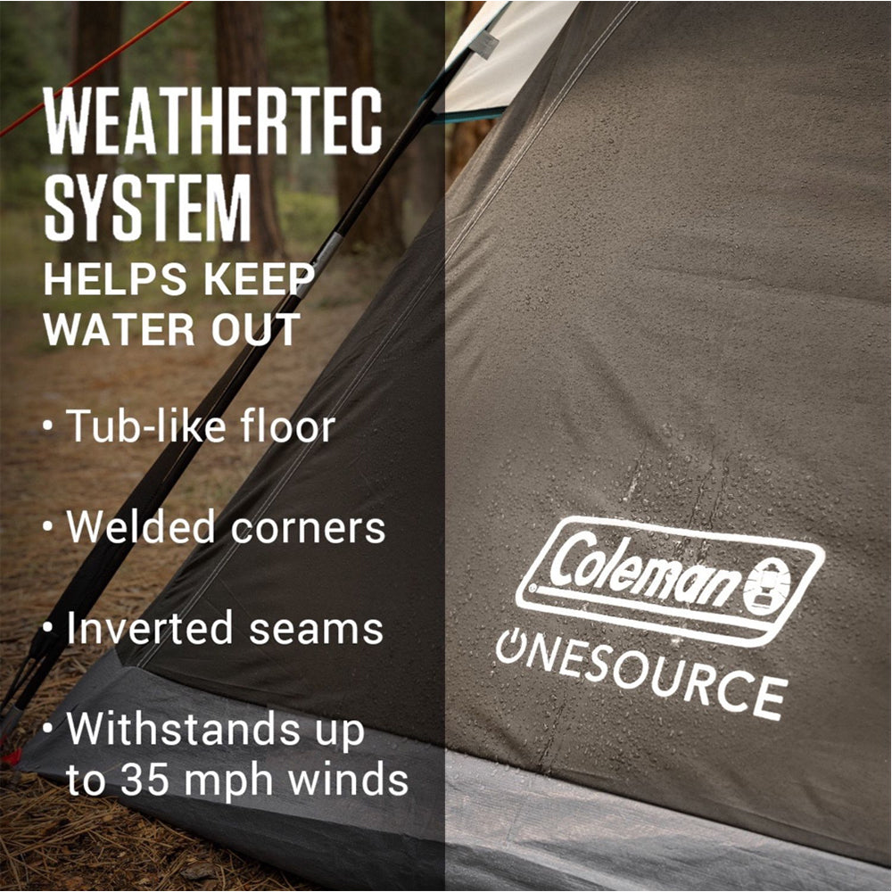 Coleman OneSource Rechargeable 4-Person Camping Dome Tent w/Airflow System  LED Lighting [2000035457] - Premium Tents from Coleman - Just $265.99! 