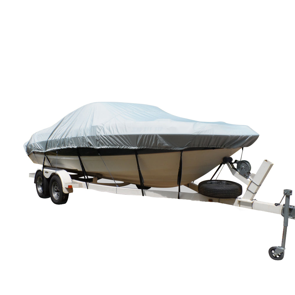 Carver Flex-Fit PRO Polyester Size 3 Boat Cover f/Fish  Ski Boats I/O or O/B  Wide Bass Boats - Grey [79003] - Premium Winter Covers from Carver by Covercraft - Just $157.99! 