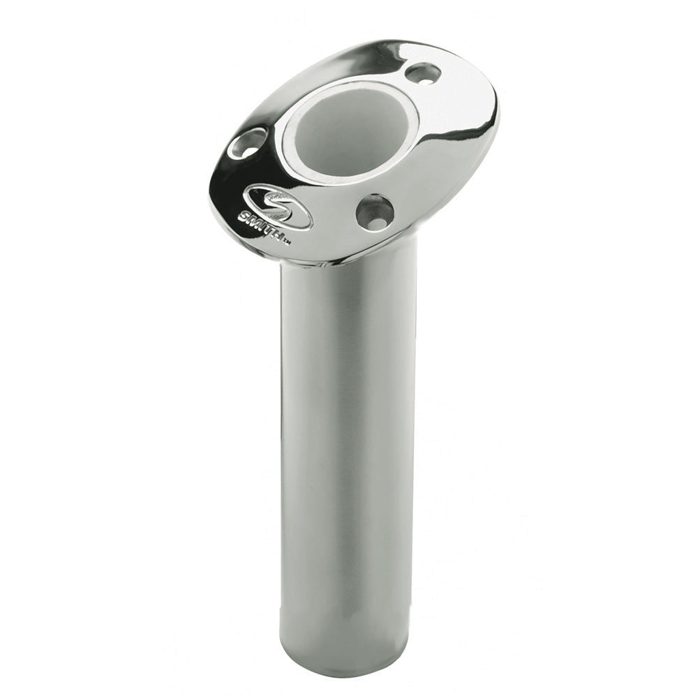 C.E. Smith Flush Mount Rod Holder - 15 Degree  9" Depth - Stainless Steel - Cast Gimbal - White Vinyl Liner [53671CA] - Premium Rod Holders from C.E. Smith - Just $107.99! 