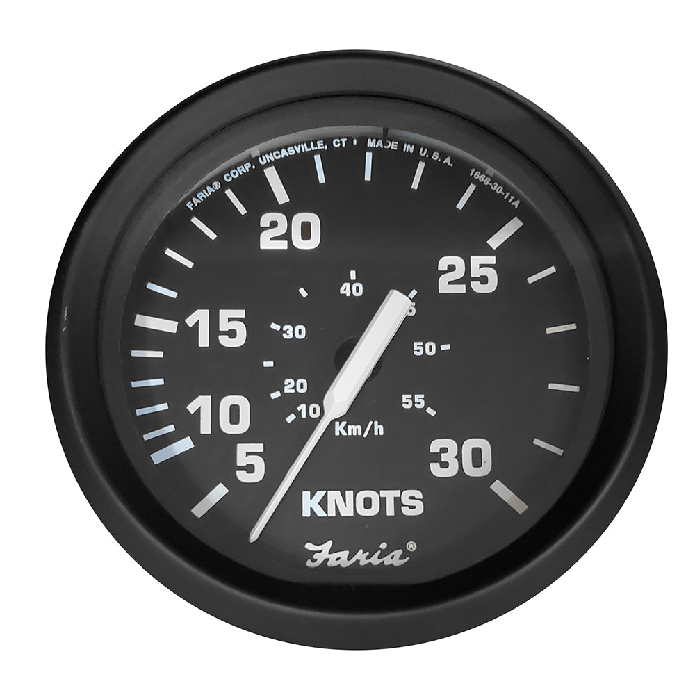 Faria Euro Black 4" Speedometer - 30 Knot (Pitot) [32809] - Premium Gauges from Faria Beede Instruments - Just $47.99! 