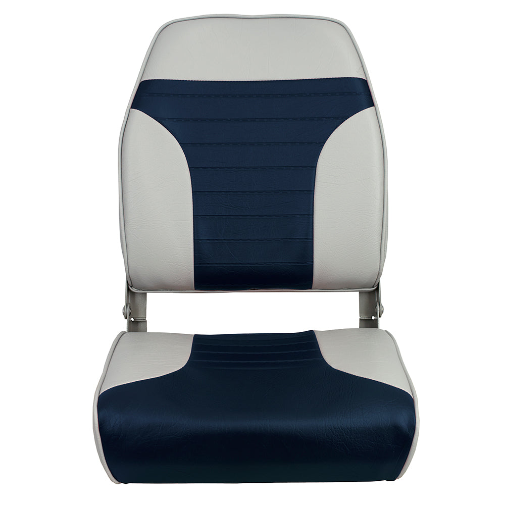 Springfield High Back Multi-Color Folding Seat - Blue/Grey [1040661] - Premium Seating from Springfield Marine - Just $121.99! 