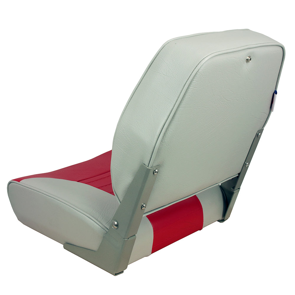 Springfield Economy Multi-Color Folding Seat - Grey/Red [1040655] - Premium Seating from Springfield Marine - Just $99.99! 