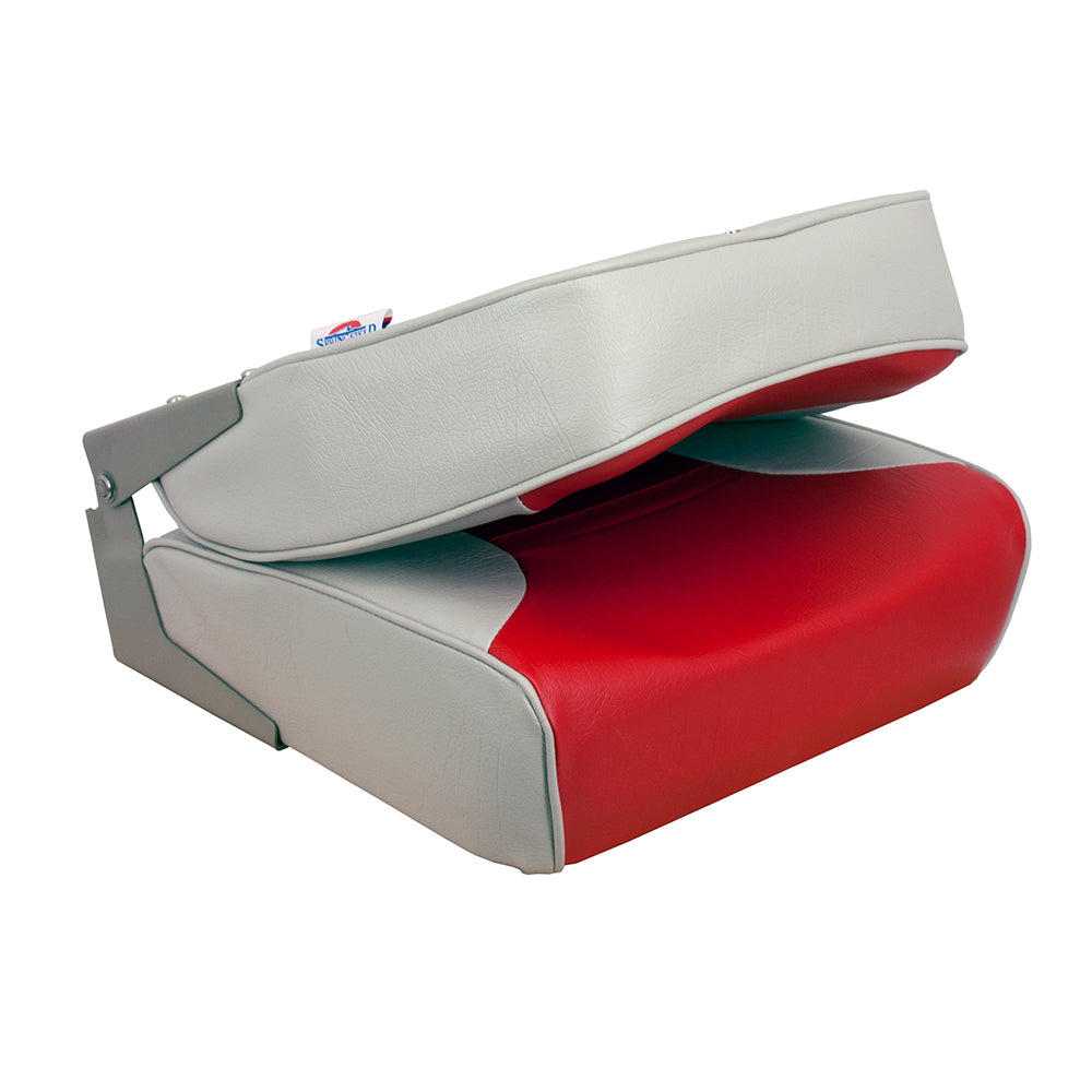 Springfield Economy Multi-Color Folding Seat - Grey/Red [1040655] - Premium Seating from Springfield Marine - Just $99.99! 