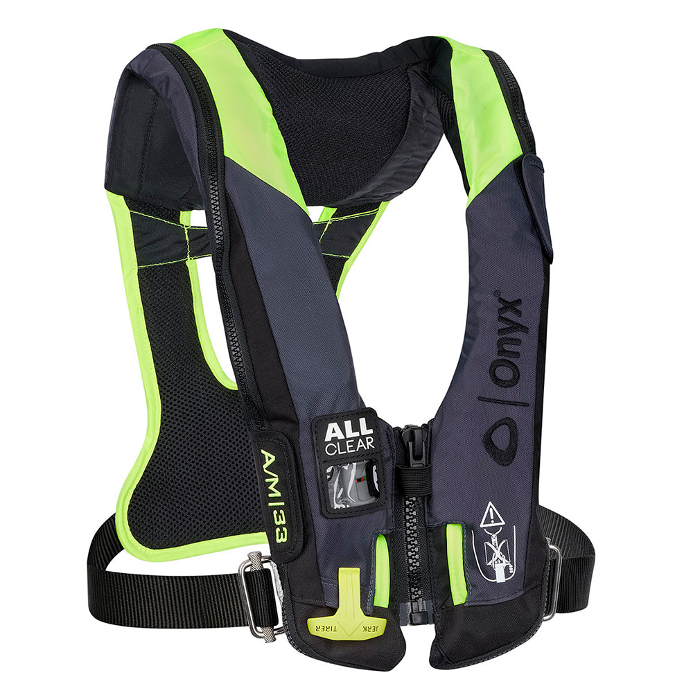 Onyx Impulse A/M 33 All Clear w/Harness Auto/Manual Inflatable Life Jacket - Grey [134300-701-004-21] - Premium Personal Flotation Devices from Onyx Outdoor - Just $289.99! 