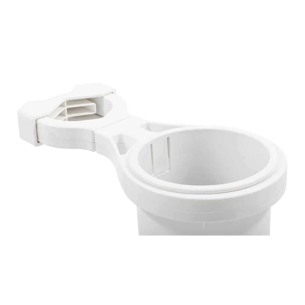 Camco Clamp-On Rail Mounted Cup Holder - Large for Up to 2" Rail - White [53083] - Premium Deck / Galley from Camco - Just $10.99! 