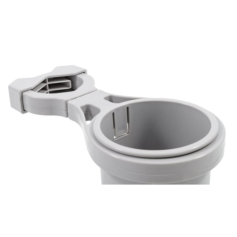 Camco Clamp-On Rail Mounted Cup Holder - Large for Up to 2" Rail - Grey [53092] - Premium Deck / Galley from Camco - Just $11.99! 