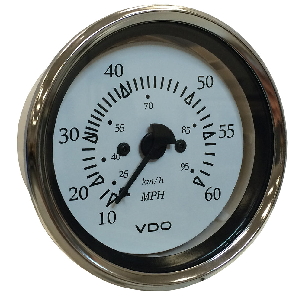 VDO Cockpit Marine 85MM (3-3/8") Pitot Speedometer - 0 to 60 MPH - White Dial/Chrome Bezel [260-15270] - Premium Gauges from VDO - Just $48.99! 