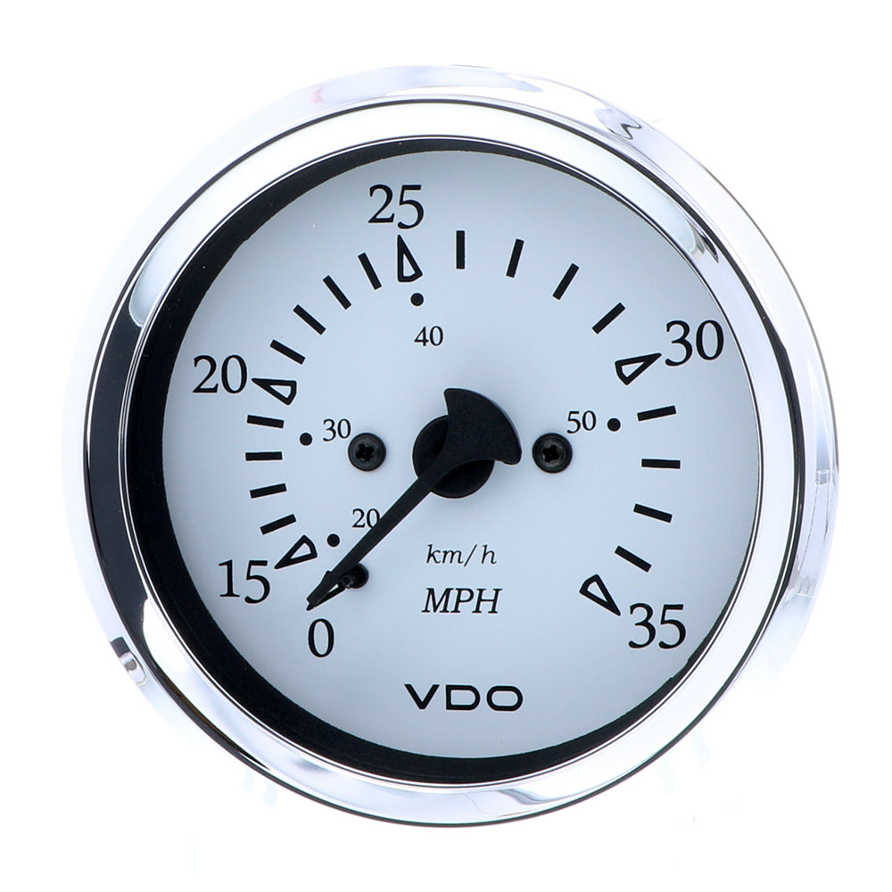 VDO Cockpit Marine 85MM (3-3/8") Pitot Speedometer - 0 to 35 MPH - White Dial/Chrome Bezel [260-15271] - Premium Gauges from VDO - Just $48.99! 