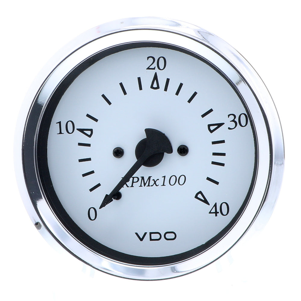 VDO Cockpit Marine 85MM (3-3/8") Diesel Tachometer - 4000 RPM - White Dial/Chrome Bezel [333-15273] - Premium Gauges from VDO - Just $69.99! 