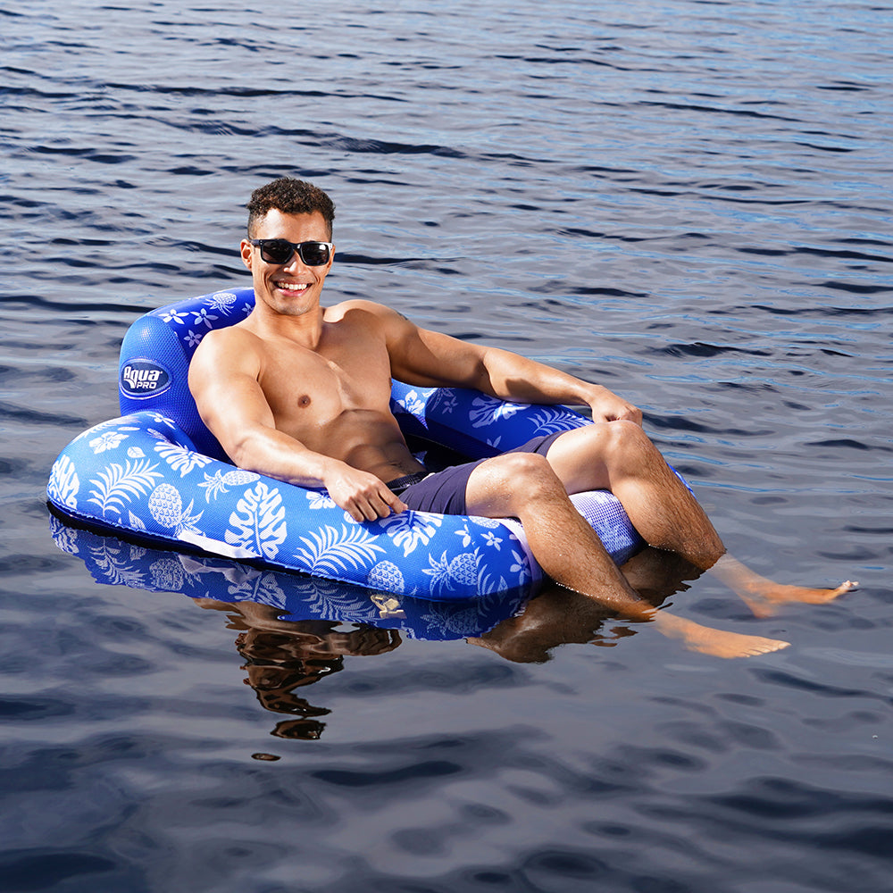 Aqua Leisure Supreme Zero Gravity Chair Hibiscus Pineapple Royal Blue w/Docking Attachment [APL17290S1] - Premium Floats from Aqua Leisure - Just $33.99! 