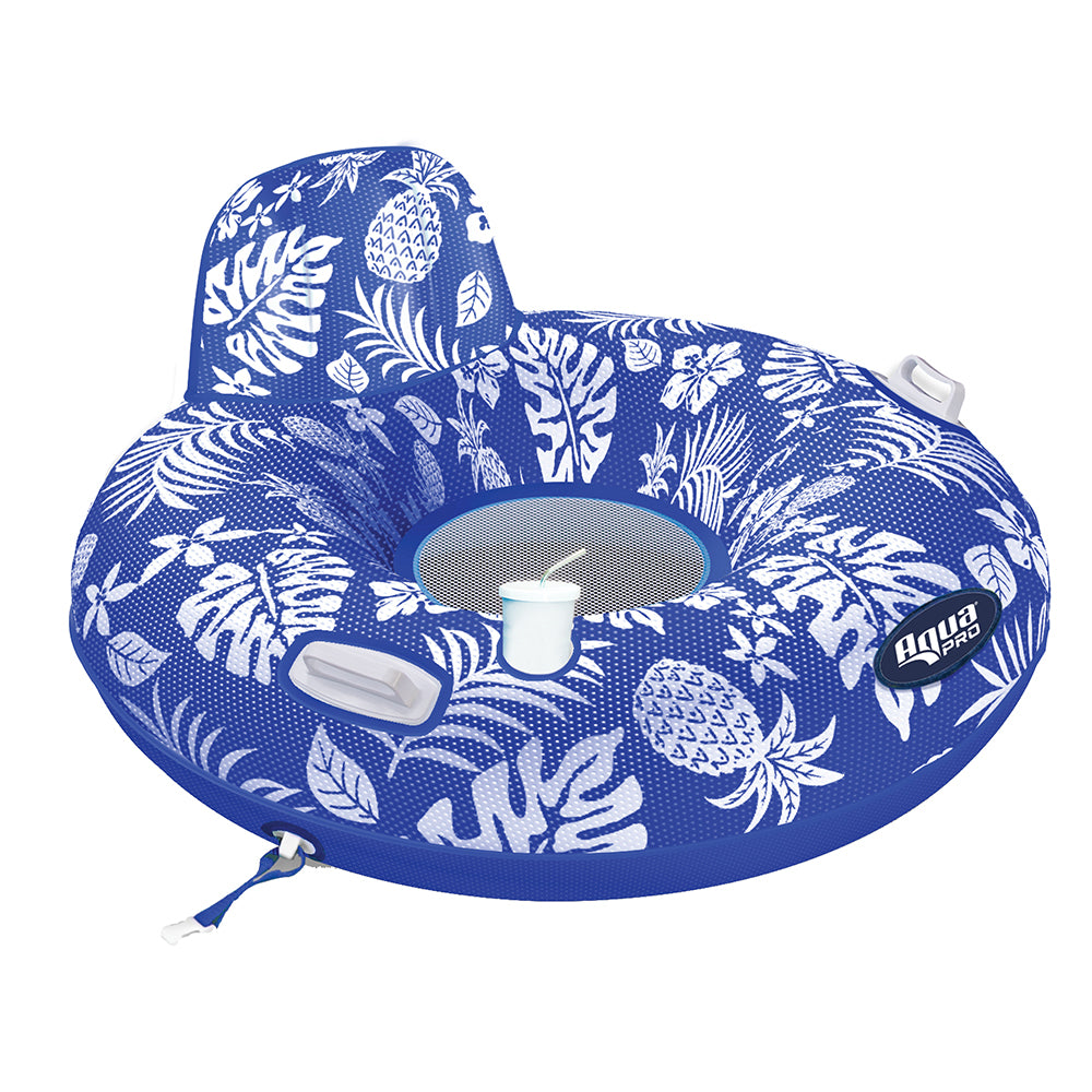 Aqua Leisure Supreme Lake Tube Hibiscus Pineapple Royal Blue w/Docking Attachment [APL20458] - Premium Floats from Aqua Leisure - Just $43.99! 