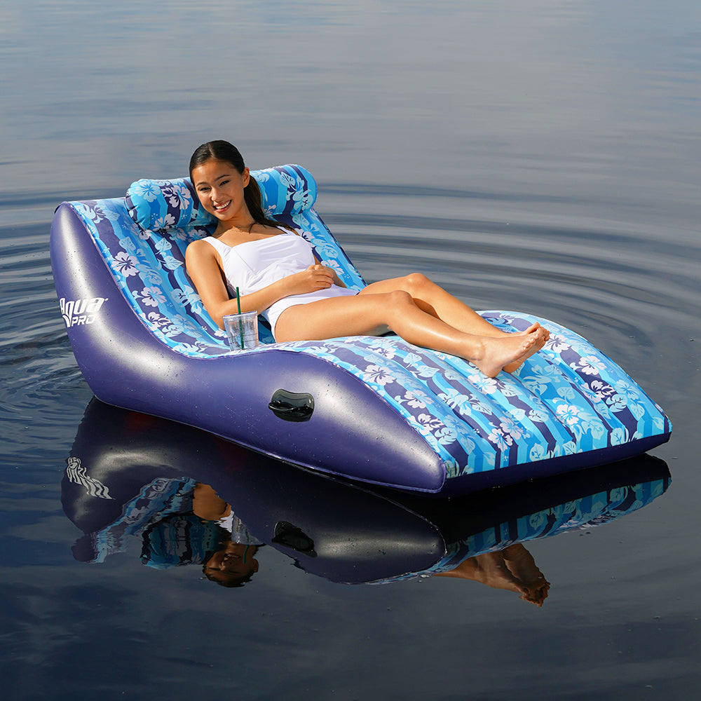 Aqua Leisure Ultra Cushioned Comfort Lounge Hawaiian Wave Print w/Adjustable Pillow [APL17014S2] - Premium Floats from Aqua Leisure - Just $57.99! 