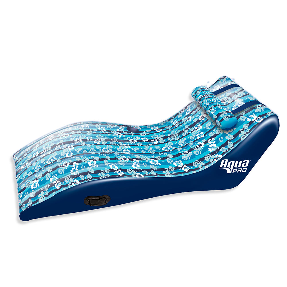 Aqua Leisure Ultra Cushioned Comfort Lounge Hawaiian Wave Print w/Adjustable Pillow [APL17014S2] - Premium Floats from Aqua Leisure - Just $57.99! 