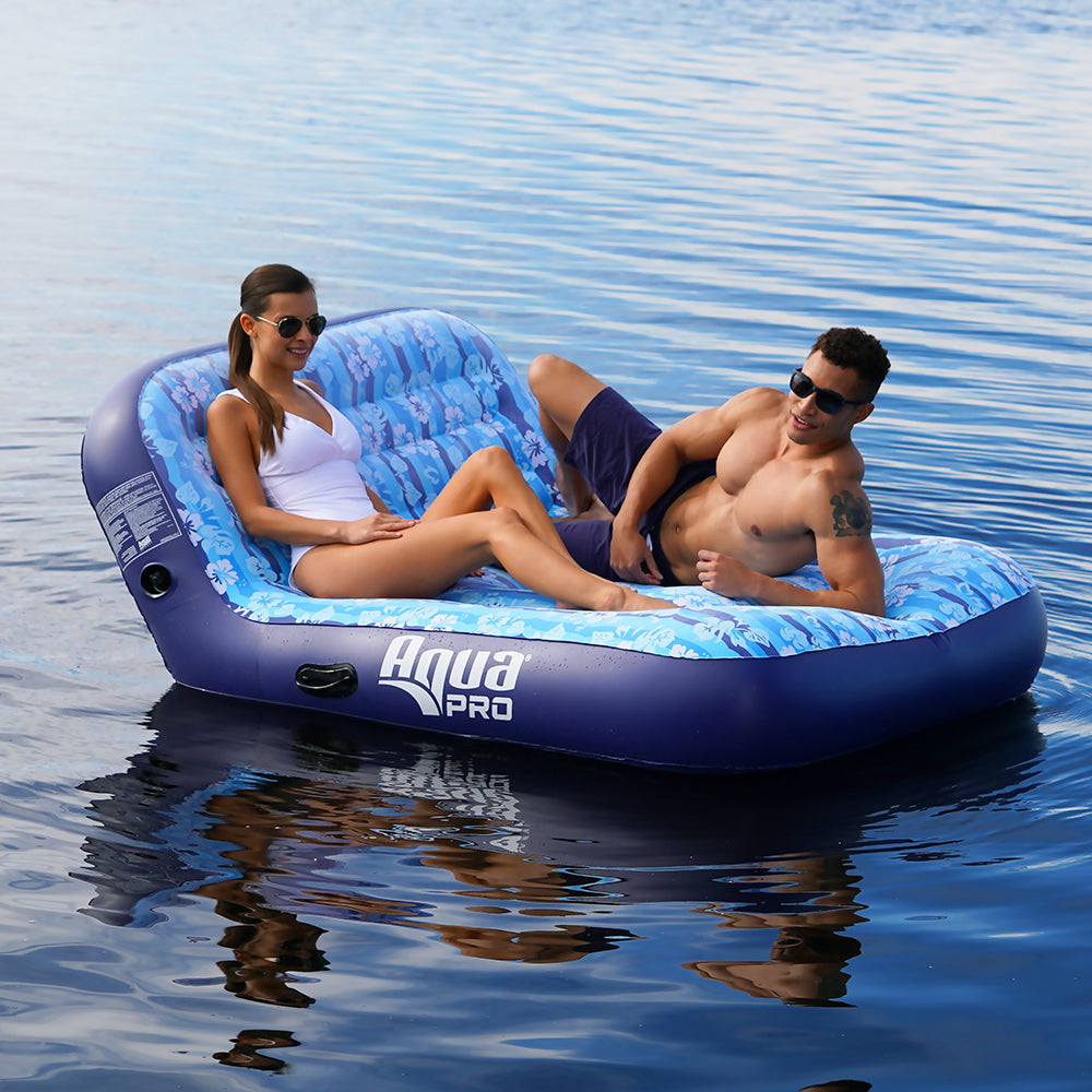 Aqua Leisure Ultra Cushioned Comfort Lounge Hawaiian Wave Print - 2-Person [APL17011S2] - Premium Floats from Aqua Leisure - Just $82.99! 