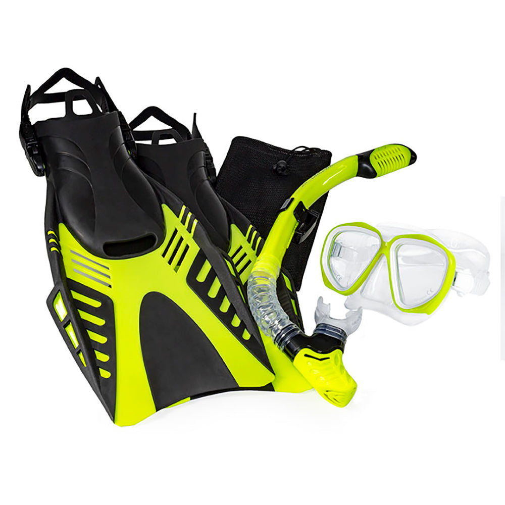 Aqua Leisure Dyna Adult 5-Piece Dive Set - Adult Size M/L Mens 4.5-8.5/Ladies 5.5-9.5 [DPX18230S3M] - Premium Accessories from Aqua Leisure - Just $42.99! 