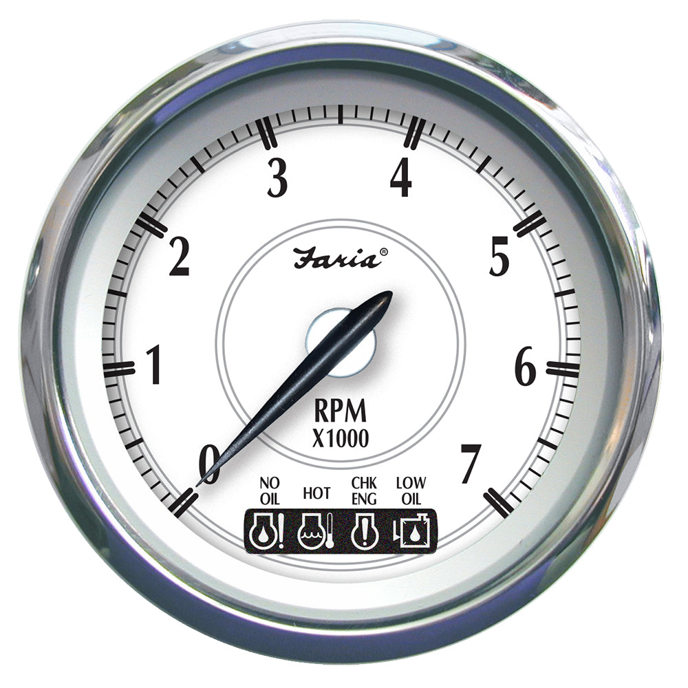 Faria Newport SS 4" Tachometer w/System Check Indicator f/Johnson/Evinrude Gas Outboard - 7000 RPM [45000] - Premium Gauges from Faria Beede Instruments - Just $190.99! 