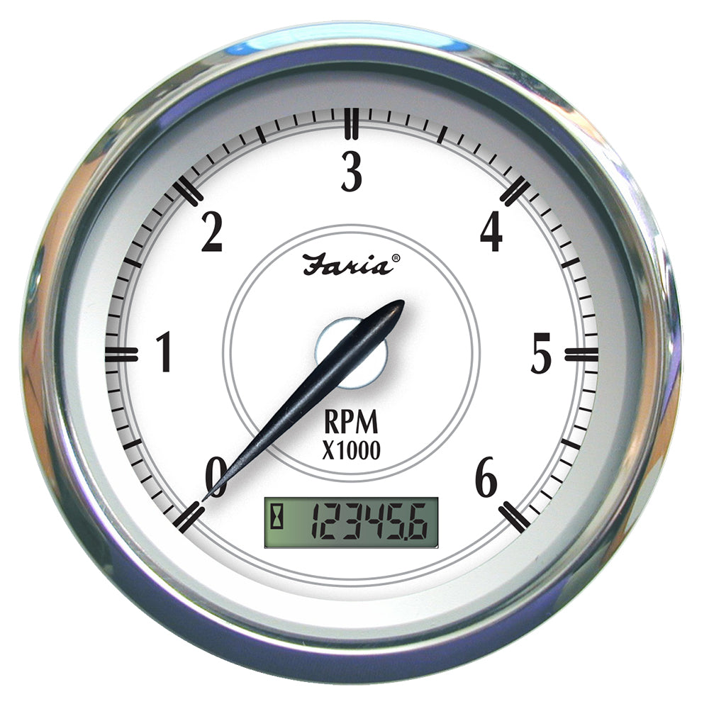 Faria Newport SS 4" Tachometer w/Hourmeter f/Gas Inboard - 6000 RPM [45004] - Premium Gauges from Faria Beede Instruments - Just $138.99! 