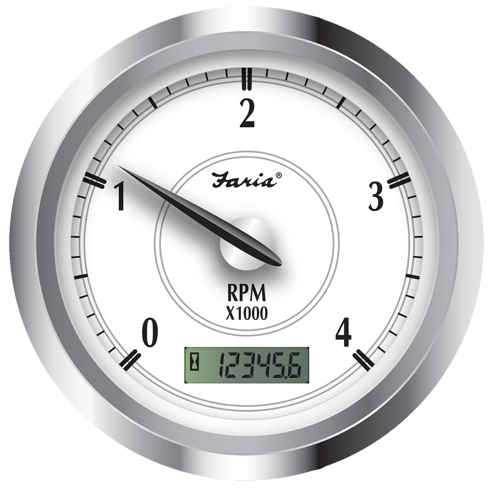 Faria Newport SS 4" Tachometer w/Hourmeter f/Diesel w/Mech Take Off - 4000 RPM [45007] - Premium Gauges from Faria Beede Instruments - Just $145.99! 