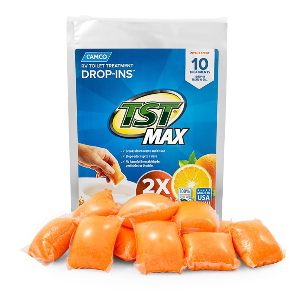 Camco TST MAX Orange RV Toilet Treatment Drop-Ins *10-Pack [41178] - Premium Accessories from Camco - Just $8.99! 