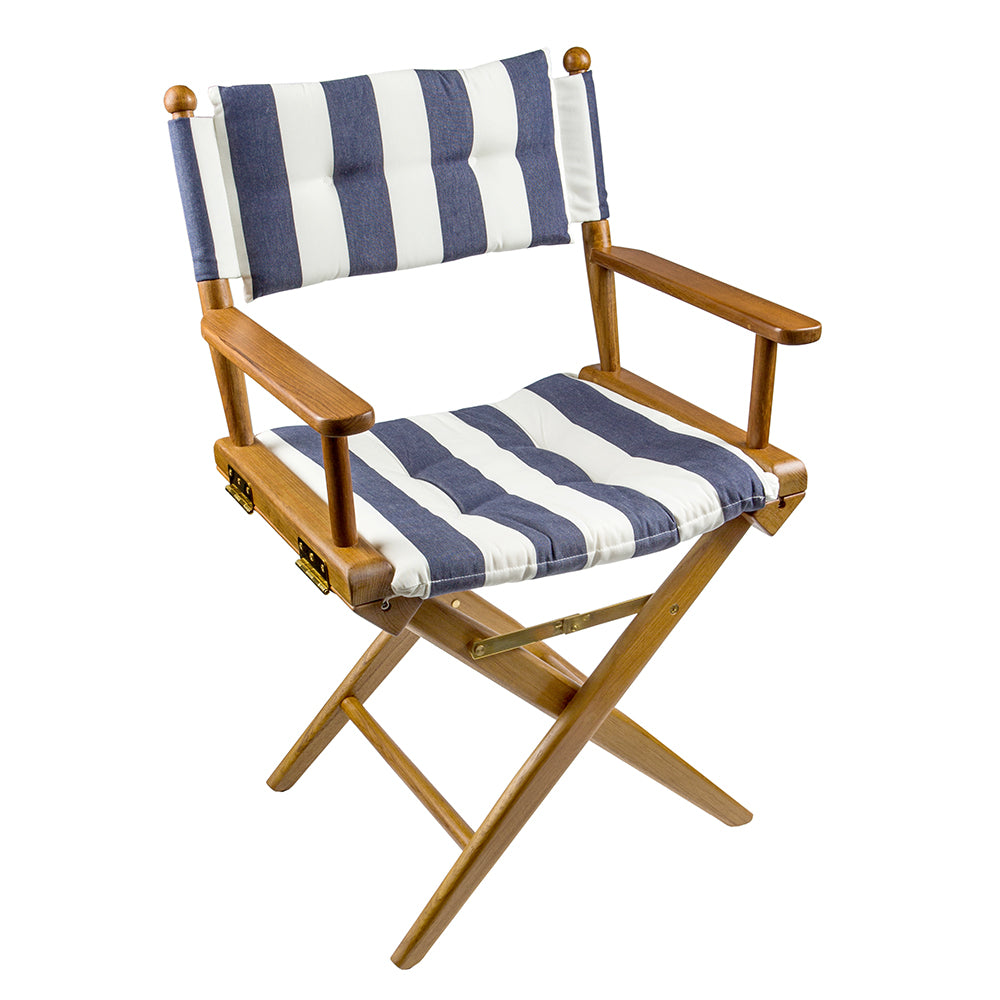 Whitecap Directors Chair w/Navy  White Cushion - Teak [61040] - Premium Teak from Whitecap - Just $448.99! 