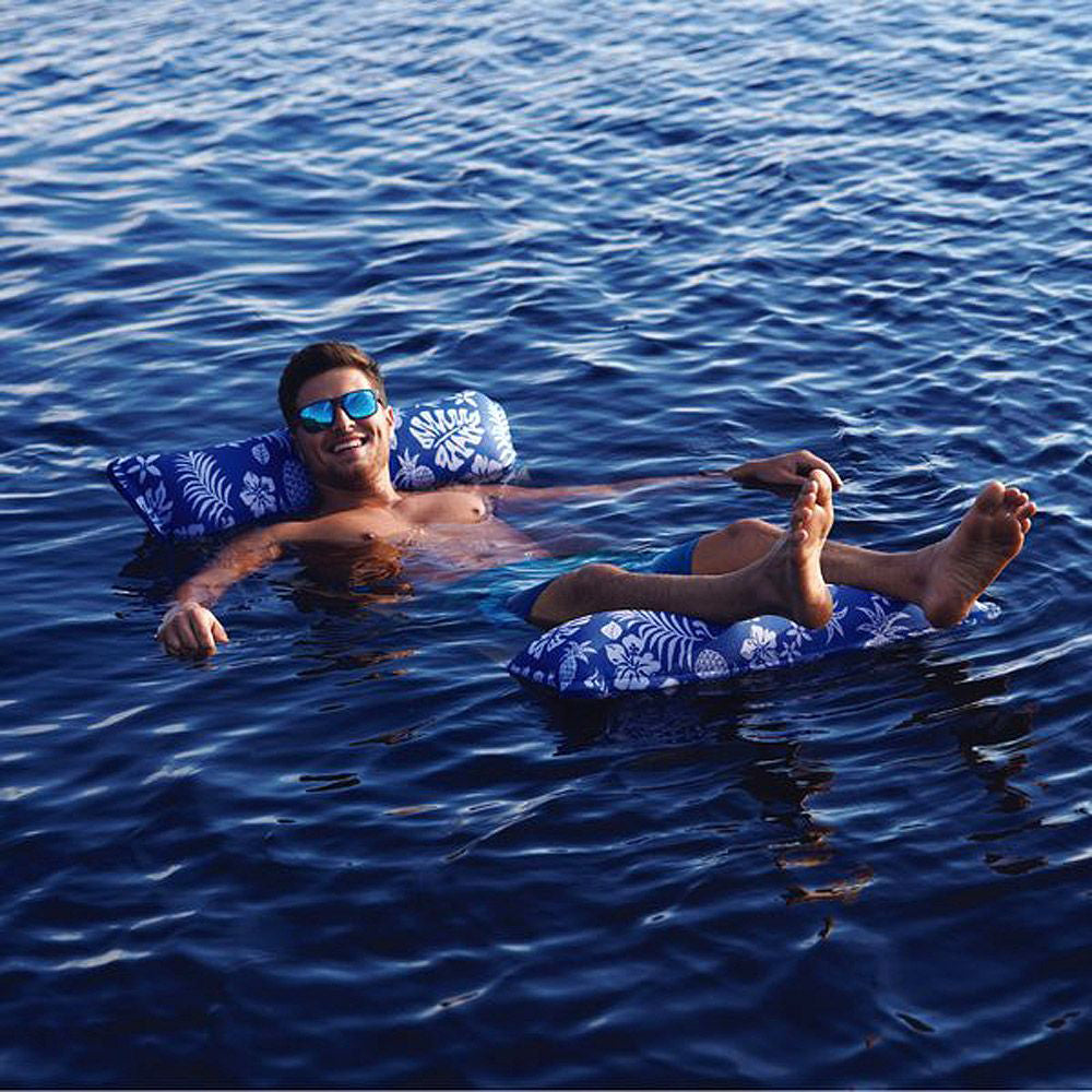 Aqua Leisure 4-In-1 Monterey Hammock Supreme XL 53" x 31.5" - Hibiscus Pineapple Royal Blue [APL18904S2] - Premium Floats from Aqua Leisure - Just $25.99! 