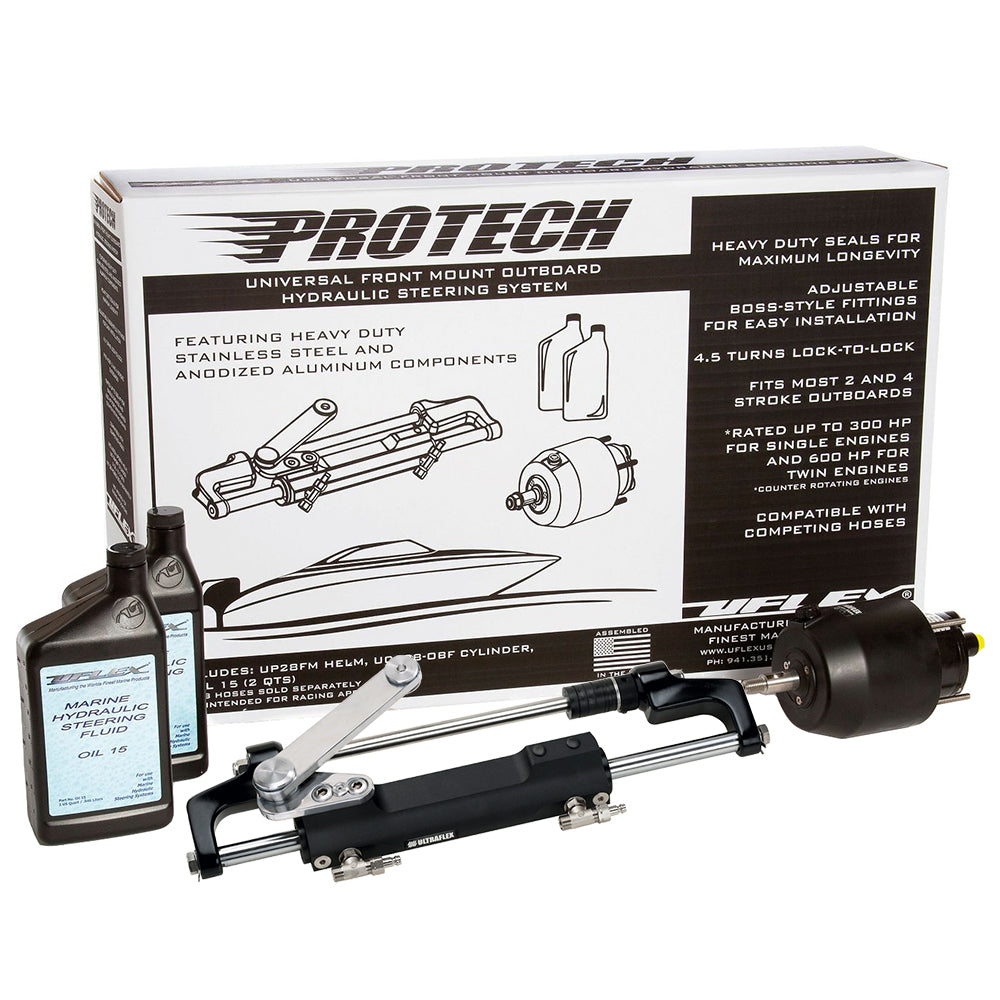 Uflex PROTECH 1.1 Front Mount OB Hydraulic System - Includes UP28 FM Helm, Oil  UC128-TS/1 Cylinder - No Hoses [PROTECH 1.1] - Premium Steering Systems from Uflex USA - Just $1067.99! 