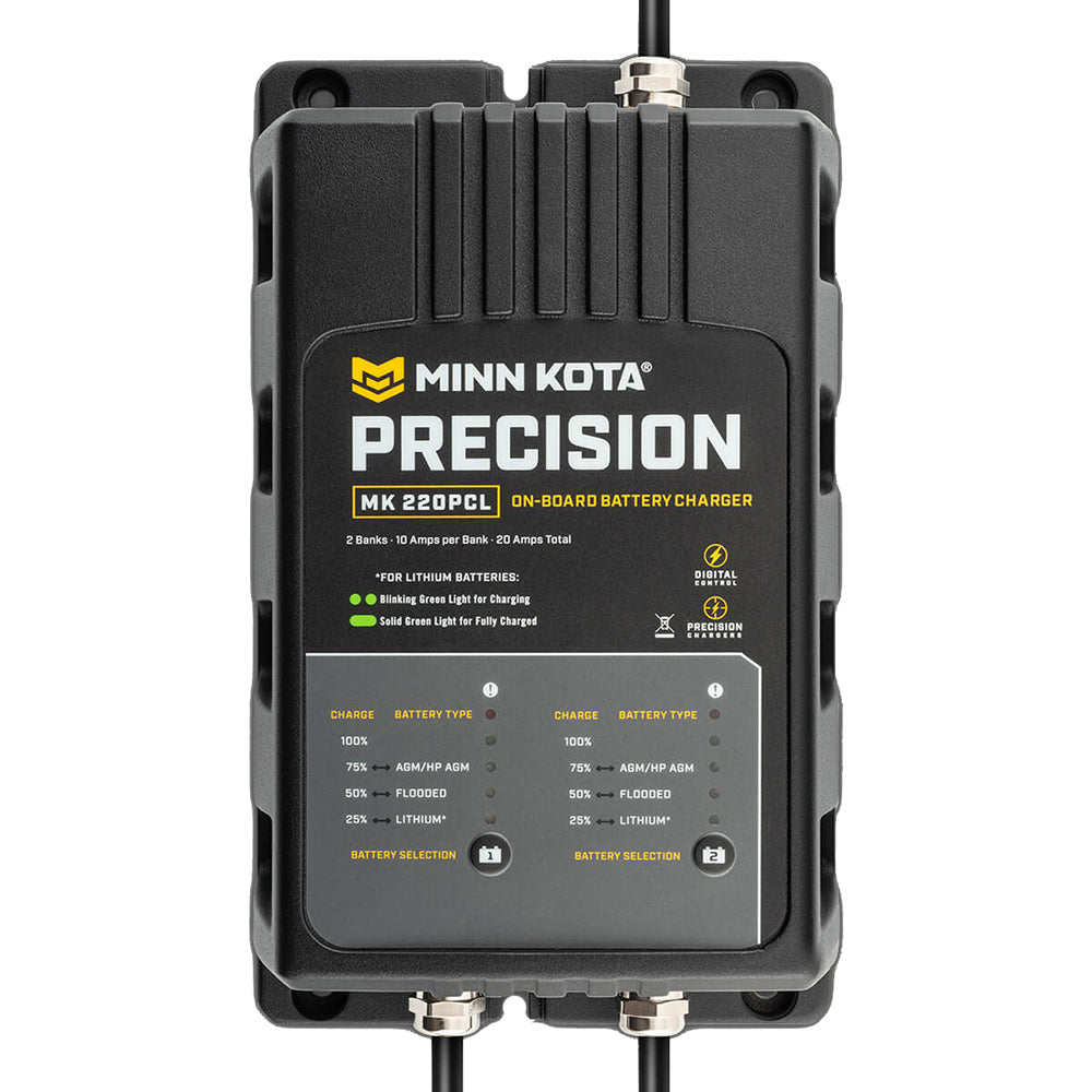 Minn Kota On-Board Precision Charger MK-220 PCL 2 Bank x 10 AMP LI Optimized Charger [1832201] - Premium Battery Chargers from Minn Kota - Just $245.99! 