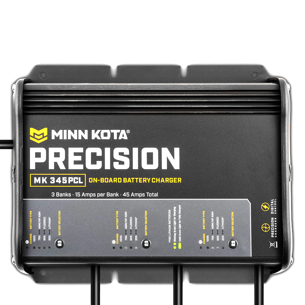 Minn Kota On-Board Precision Charger MK-345 PCL 3 Bank x 15 AMP Lithium Optimized Charger [1833452] - Premium Battery Chargers from Minn Kota - Just $345.99! 