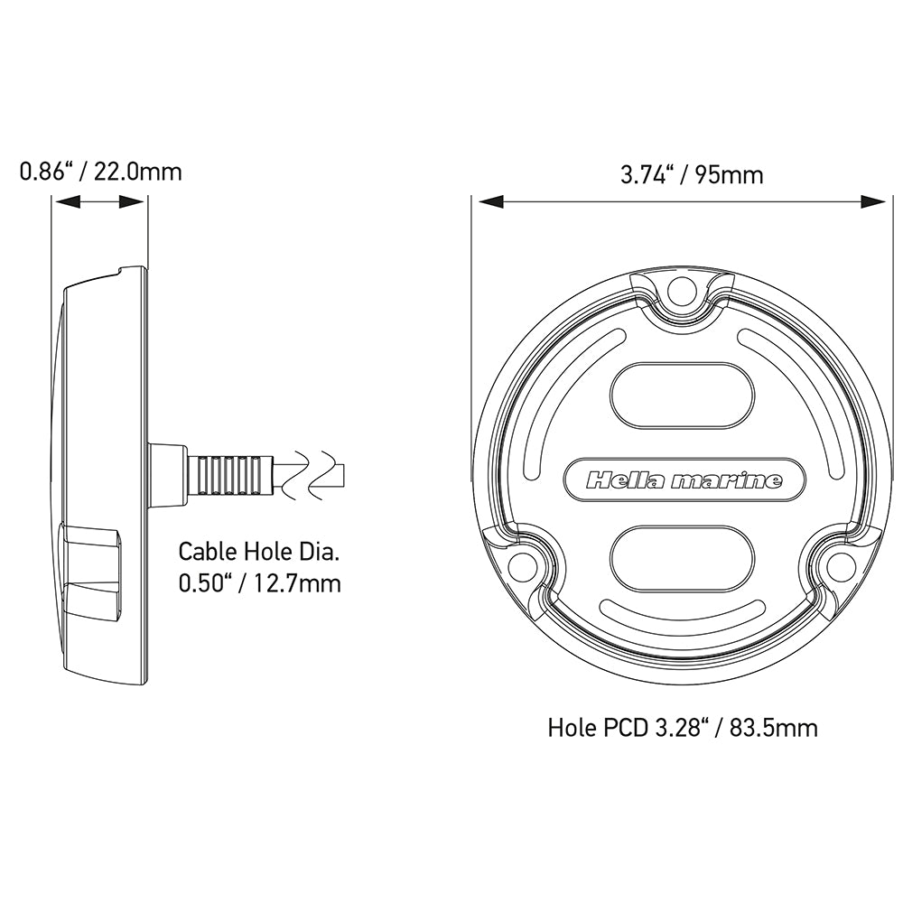 Hella Marine Apelo A2 Blue White Underwater Light - 3000 Lumens - Black Housing - Charcoal Lens w/Edge Light [016147-001] - Premium Underwater Lighting from Hella Marine - Just $200.99! 