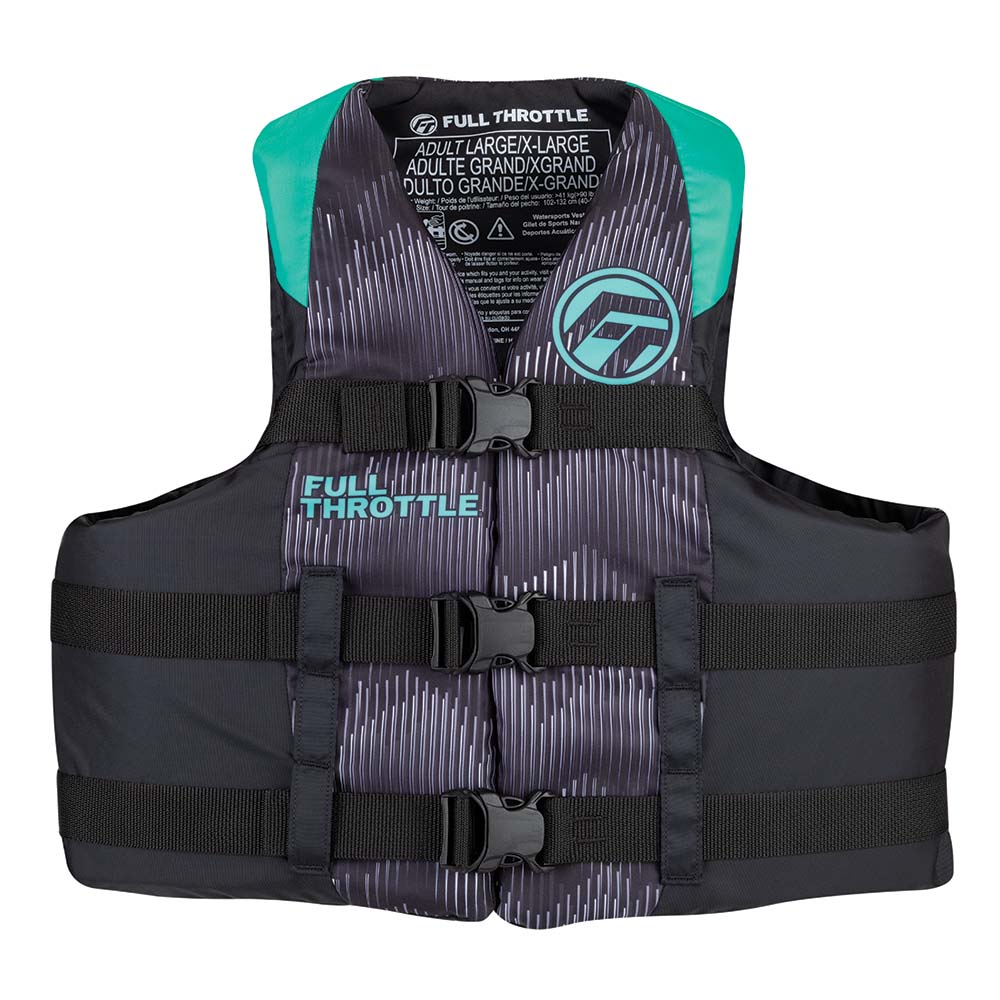 Full Throttle Adult Nylon Life Jacket - S/M - Aqua/Black [112200-505-030-22] - Premium Life Vests from Full Throttle - Just $28.99! 