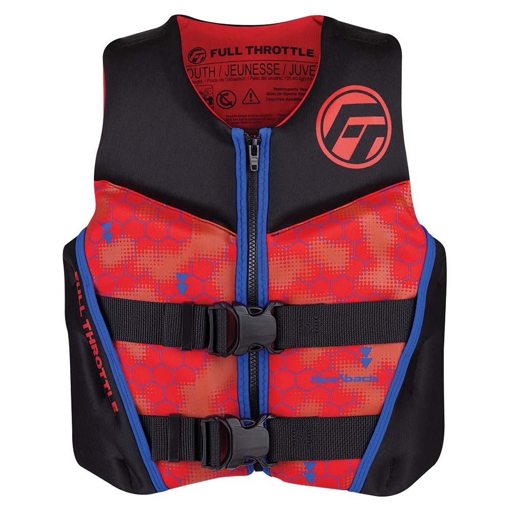 Full Throttle Youth Rapid-Dry Flex-Back Life Jacket - Red/Black [142500-100-002-22] - Premium Life Vests from Full Throttle - Just $47.99! 